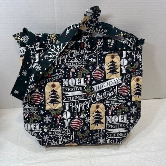 Handmade Winter Fabric Button Closure Cotton Tote Handbag w/Eyeglass Case NEW - Picture 2 of 10